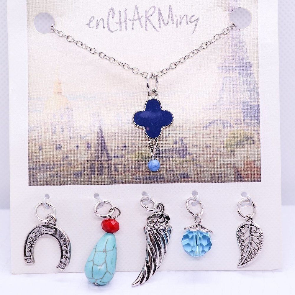 Cross Charm Necklace with Multiple Charms